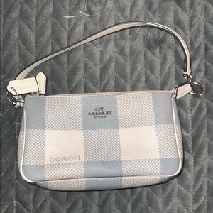 Coach Gray and White Checkered Clutch